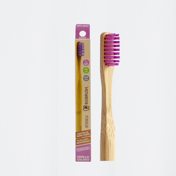 Cepillo de Dientes de Bambú Ortodoncia Suave Morado
