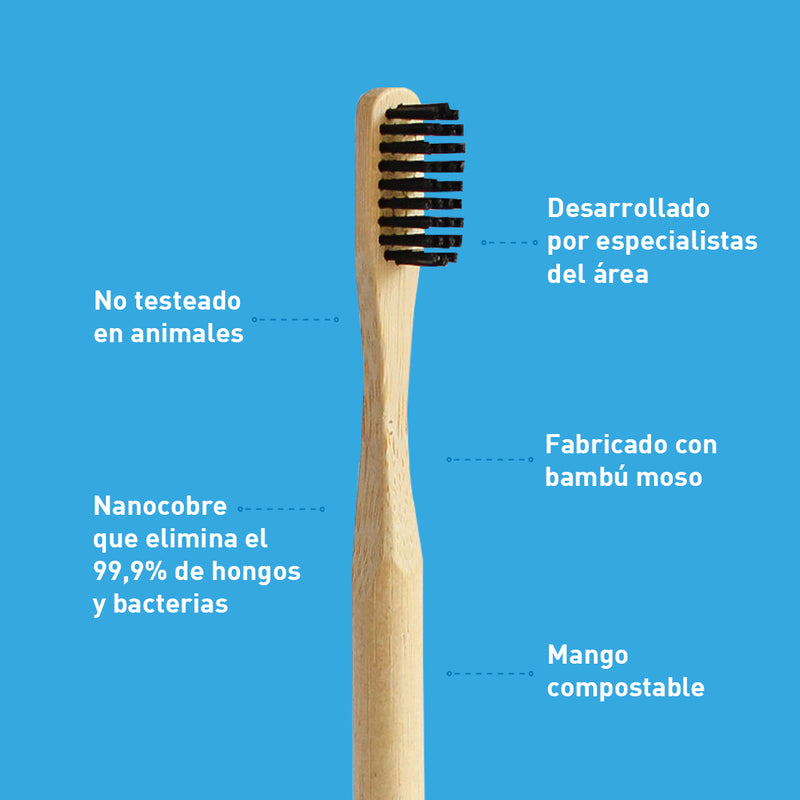 Cepillo de Dientes de Bambú Medio Negro