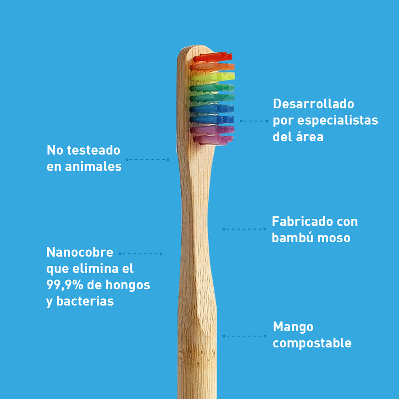 Cepillo de Dientes de Bambú Suave Arcoíris