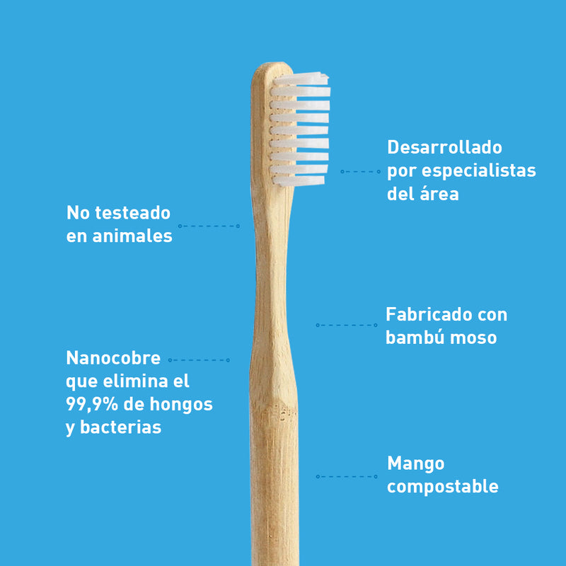 Cepillo de Dientes de Bambú Medio Blanco