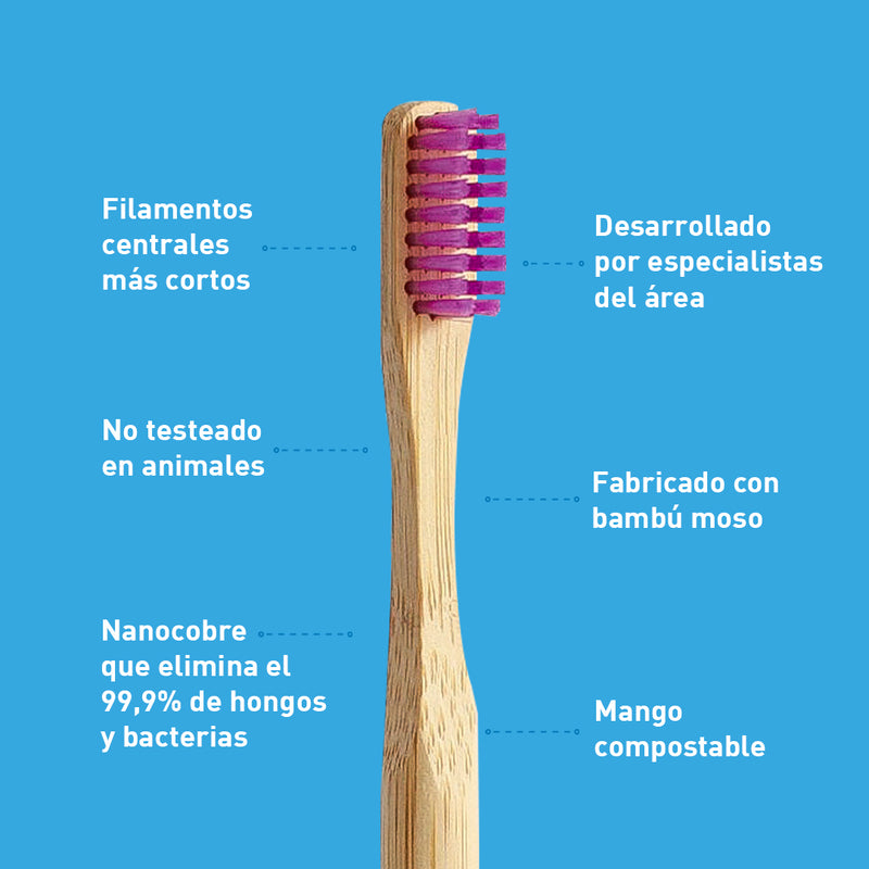 Cepillo de Dientes de Bambú Ortodoncia Suave Morado