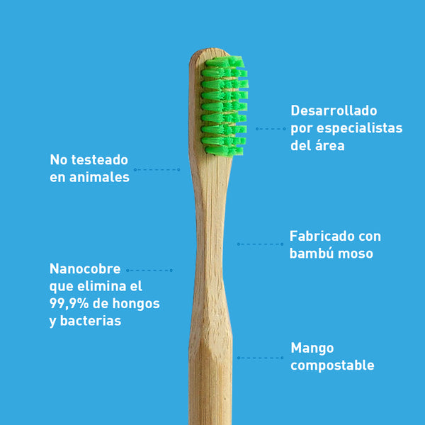 Cepillo de Dientes de Bambú Suave Verde