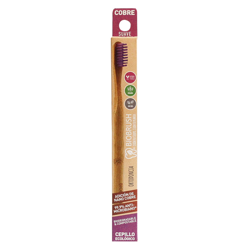 Cepillo de Dientes de Bambú Ortodoncia Suave Morado