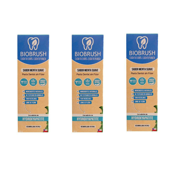 Pack 3 Pastas Dentales Naturales Menta S/Flúor Hydrox. (HA) 100 gr