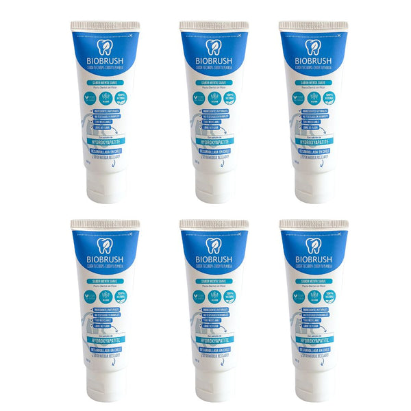 Pack 6 Pastas Dentales Naturales Menta S/Flúor Hydrox. (HA) 100 gr