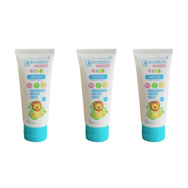 Pack 3 Pastas Dentales Naturales Kids Sandía con Flúor 50 gr