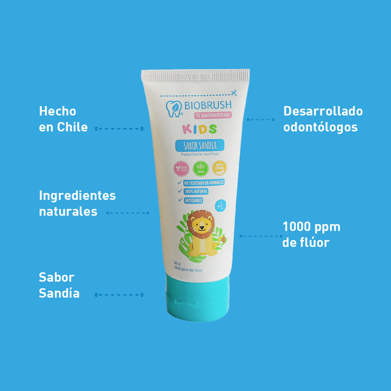 Pack 3 Pastas Dentales Naturales Kids Sandía con Flúor 50 gr